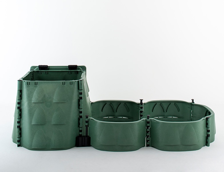 Relaxdays Compostiera in Metallo, Set da 3, per Compost da Giardino,  Contenitore Grande, 560 k, Fogliame, Verde Scuro