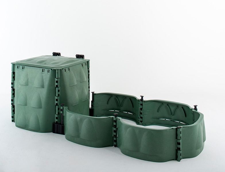 Relaxdays Compostiera in Metallo, Set da 3, per Compost da Giardino,  Contenitore Grande, 560 k, Fogliame, Verde Scuro