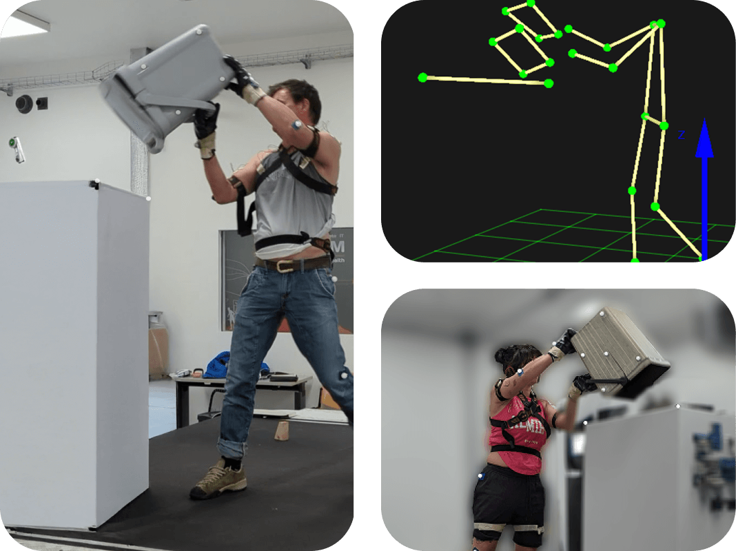 Movimenti e sforzi muscolari analizzati e studiati in laboratorio